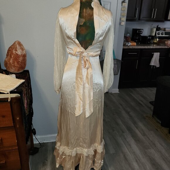 Vintage Gunne Sax Satin Gown (70's) WT - Picture 8 of 11